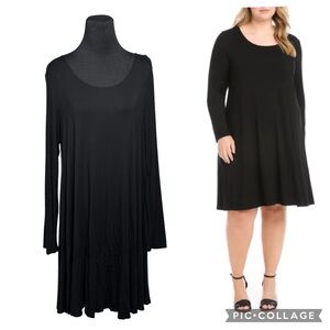 Karen Kane Trapeze Dress Women’s Sz XL Black Maggie Drapey Jersey Lightweight